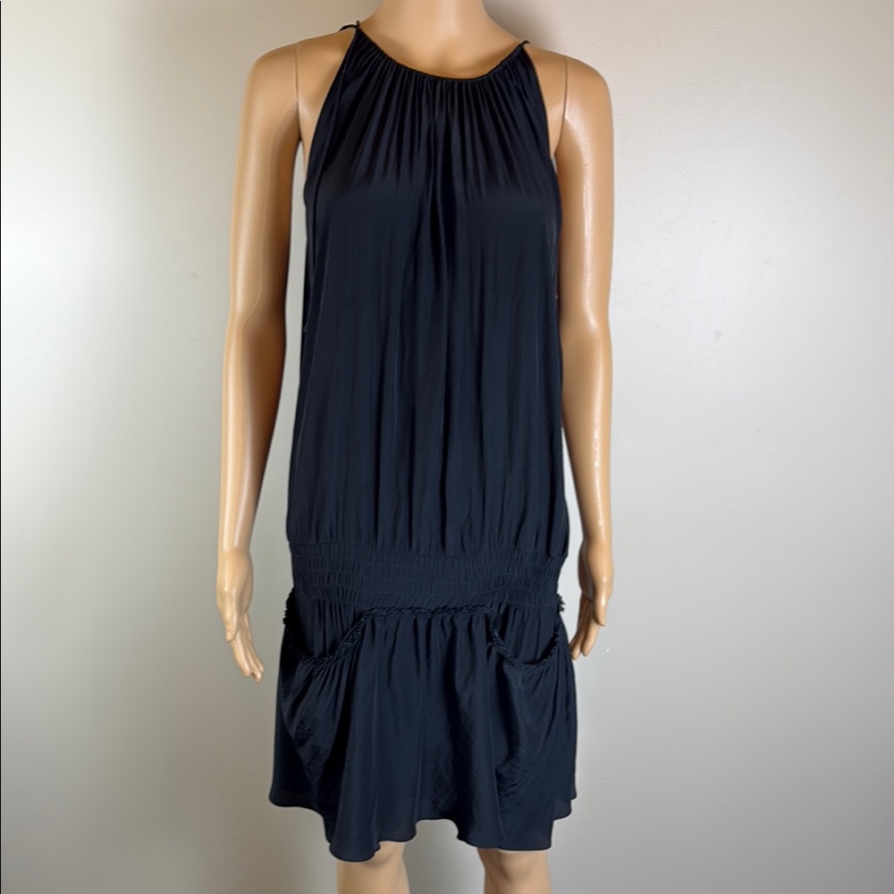 Ramy Brook Black Smocked Mini Dress with Pockets